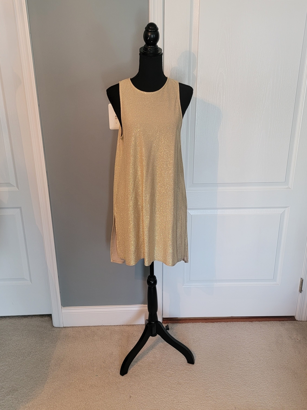 Olivia Sky Metallic Gold Sleeveless Mini Dress
